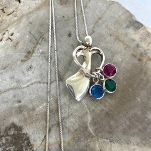 Carolyn Pollack Sterling Silver Mothers Love Birthstone Pendant Necklace 18.5"